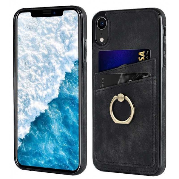 iPhone XR Mobilskal med Korthållare Retro V4 Svart