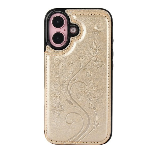 iPhone 16 Stöttåligt Skal Korthållare 3-FACK Flippr V2 - Guld