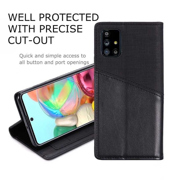 Samsung A71 Elegant Fodral i PU-Läder med RFID Block Svart