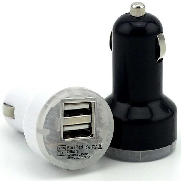 Universal Mini Biloplader Dobbelt USB 2.1A Svart