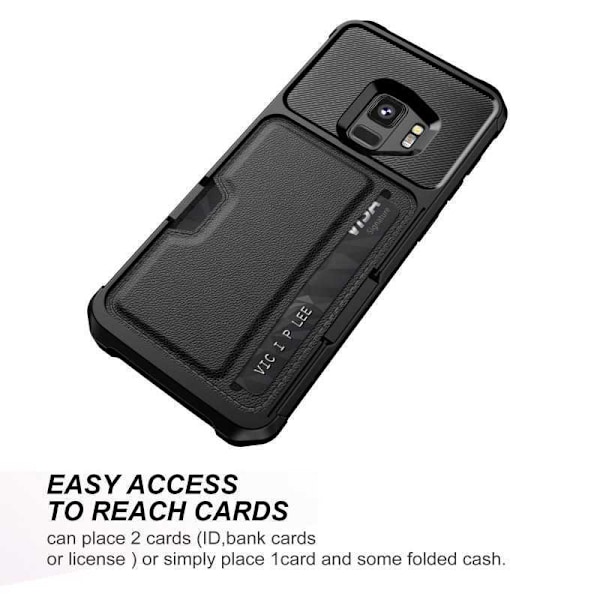 Samsung S9 Plus Stöttåligt Skal med Kortfack Solid V2 Svart