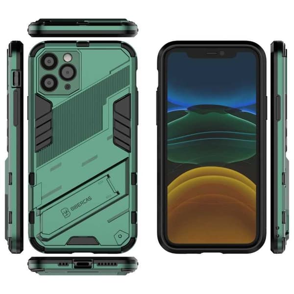 iPhone 11 Iskunkestävä kotelo jalustalla ThinArmor V2 Mörkgrön