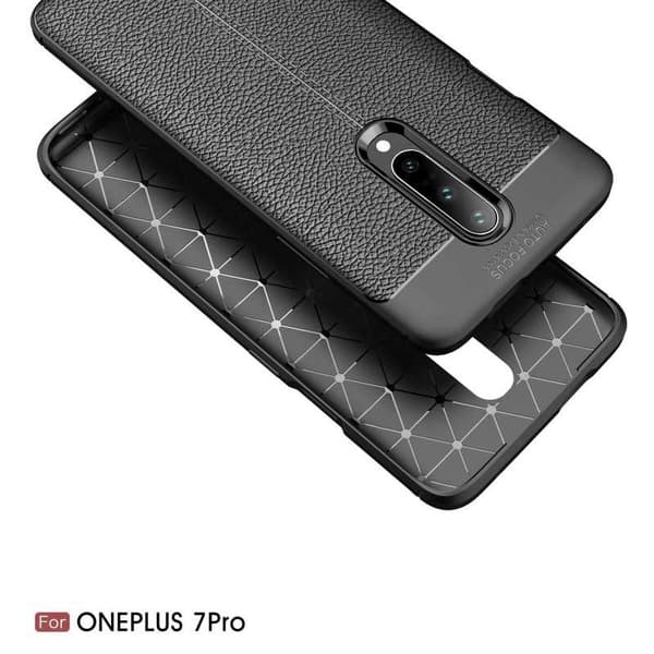 OnePlus 7 Pro Iskunkestävä ja iskunkestävä LeatherBack Black