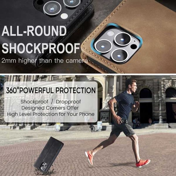iPhone 15 Pro Max Elegant Flip Case CaseMe 3-FACK Black