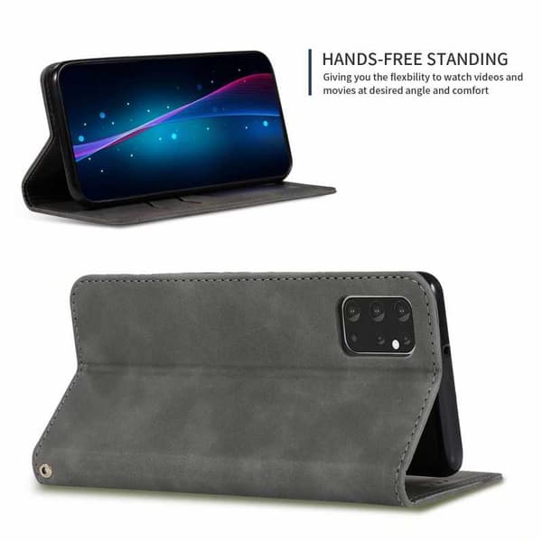 Samsung Galaxy S20 Plus Flip Case Korttilokero Suede Black
