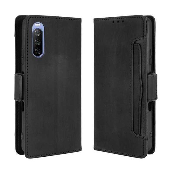 Xperia 10 IV Wallet Case PU-læder 6-LOMMES Winston V3 Black