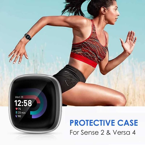 2-PACK Heltäckande Skal Fitbit Sense 2 / Versa 4 Transparent