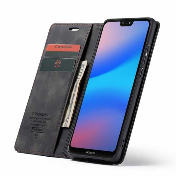 Huawei P20 Lite Elegant Flip Cover CaseMe 3-RUMMET Black