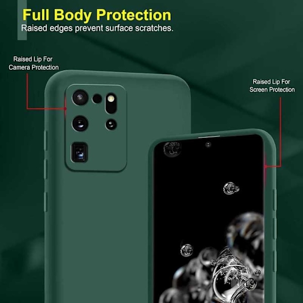 Samsung S20 Ultra Gummibelagd Mattgrönt Skal Kameraskydd Liquid - Grön