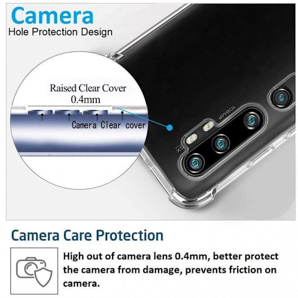 Xiaomi Mi Note 10 / 10 Pro stødabsorberende Silikone Shell Shockr Transparent