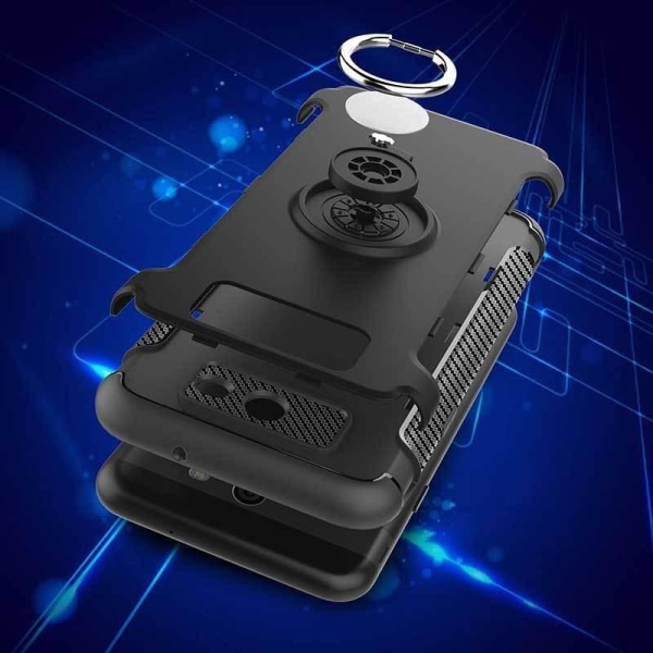 Samsung J5 2017 praktisk stødsikker taske med ringholder V2 Black