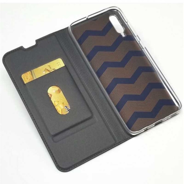 Samsung A70 Flip Case Skin Pro korttilokerolla (SM-A705F/DS) Black
