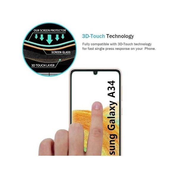 2-PACK Samsung A34 5G FullFrame® 0,26 mm 9H hærdet glas Transparent