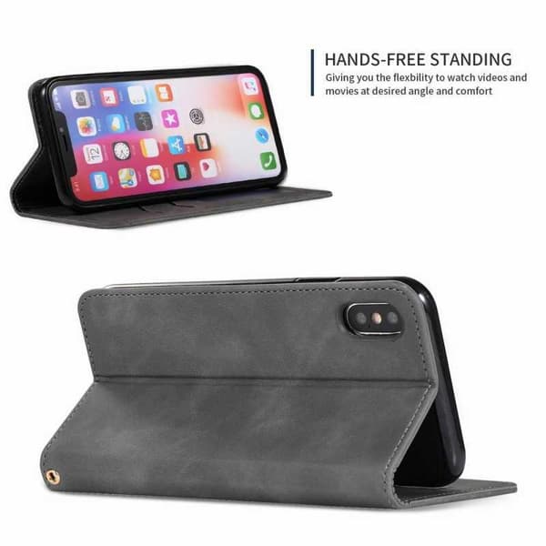 iPhone XS & X Flipfodral Kortfack Mocka Svart