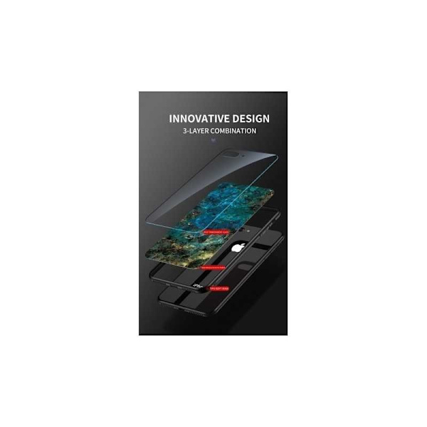 Samsung A13 4G Marmorskal 9H Härdat Glas Baksida Glassback V2 MultiColor Svart/Vit