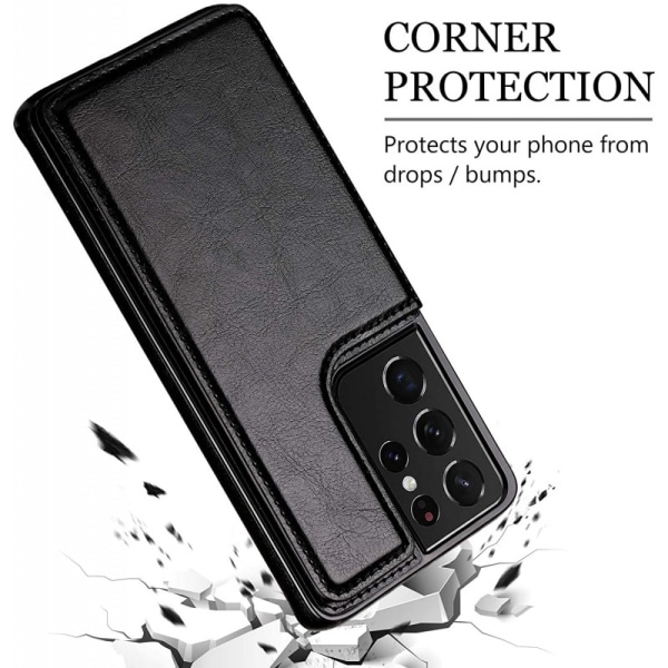 Samsung S21 Ultra Shockproof Cover Card Holder 3-SLOT Flippr Black