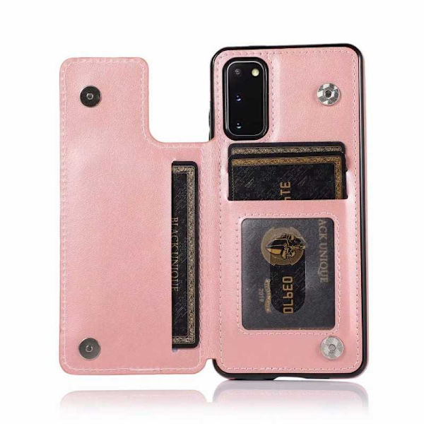 Samsung S20 Stöttåligt Skal Korthållare 3-FACK Flippr V2 Rosa guld