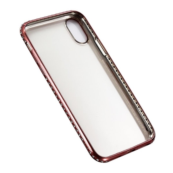 iPhone XS Stöttåligt Mjukt Skal med Strass Rosenguld