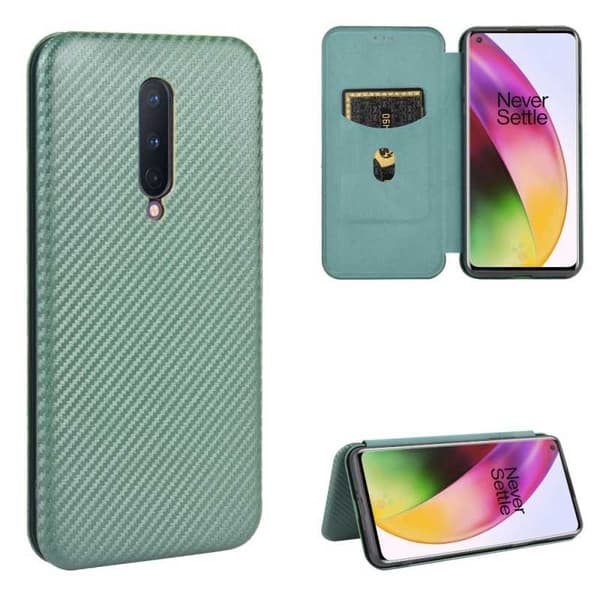 OnePlus 8 Flipfodral Kortfack CarbonDreams Grön Grön