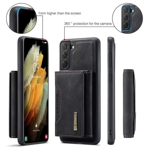 8-FACK Samsung S21 FE Stöttåligt Skal med Magnetisk Korthållare DG.MING Detach Svart