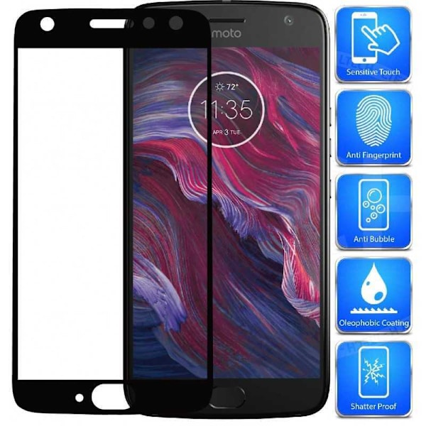 2-PACk Moto X4 Härdat Glas 0.26mm 2.5D 9H Fullframe Svart