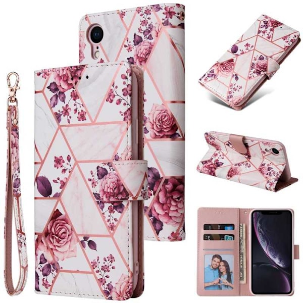 iPhone XR Trendy Pung-etui Sparkle 4-RUMMET Pink