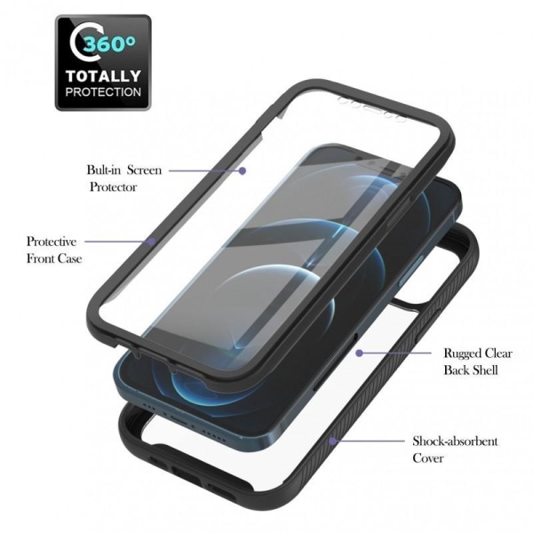 iPhone 14 Max omfattende deksel Tech-Protect Defense 360 Transparent