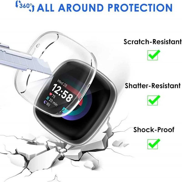 2-PACK Täyskansi Fitbit Sense 2 / Versa 4 Transparent