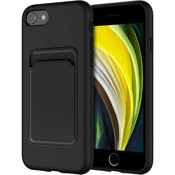 iPhone 7 / 8 / SE (2020 ja 2022) Kumitettu Iskunkestävä Kotelo Korttilokeron Liquid Svart