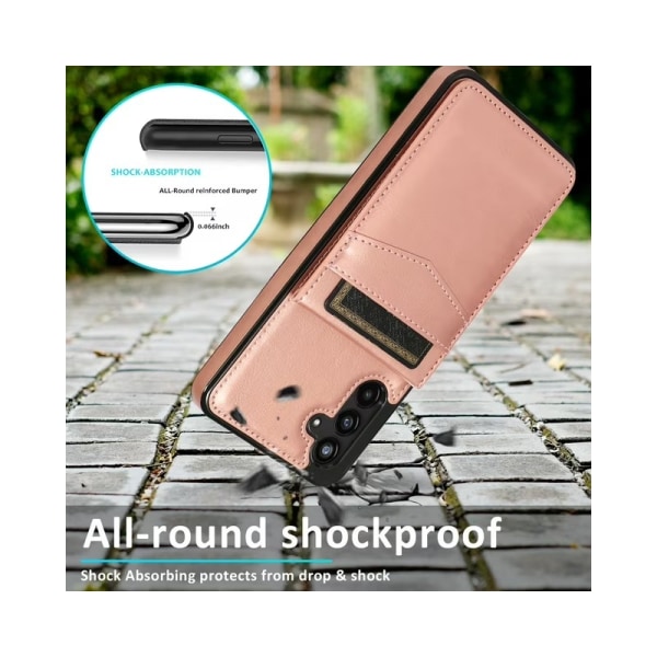 Samsung S24 Mobilskal Korthållare 5-FACK Retro V3 - Roseguld