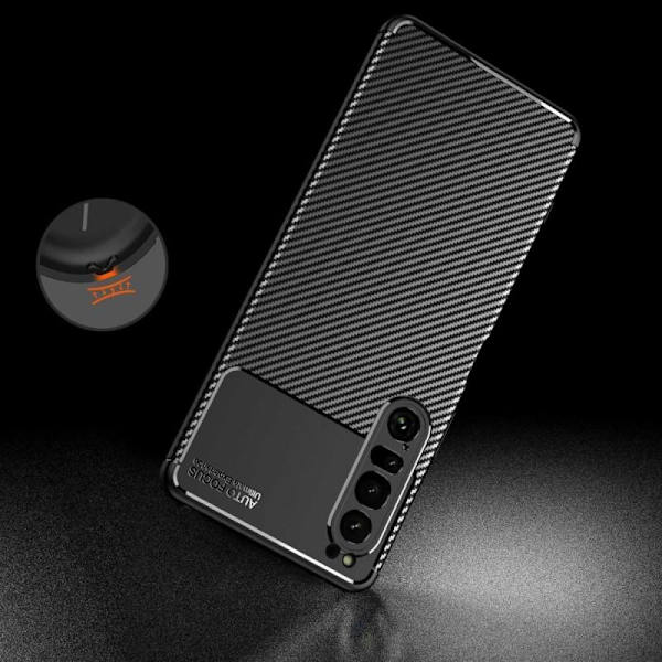 Xperia 1 IV Stöttåligt Slimmat Skal FullCarbon V4 Svart