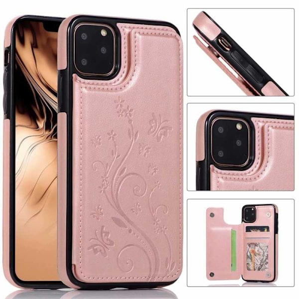 iPhone 11 Pro Max Iskunkestävä kotelo, 3-taskuinen Flippr V2 Pink gold