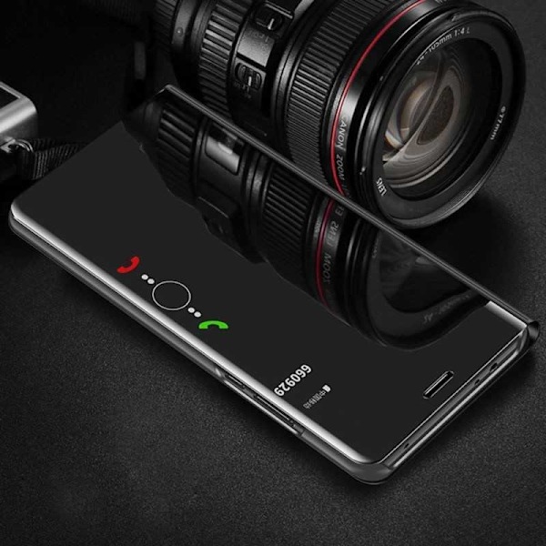 Huawei P20 Pro Smart Flip Case Clear View Standing V2 Rocket Svart