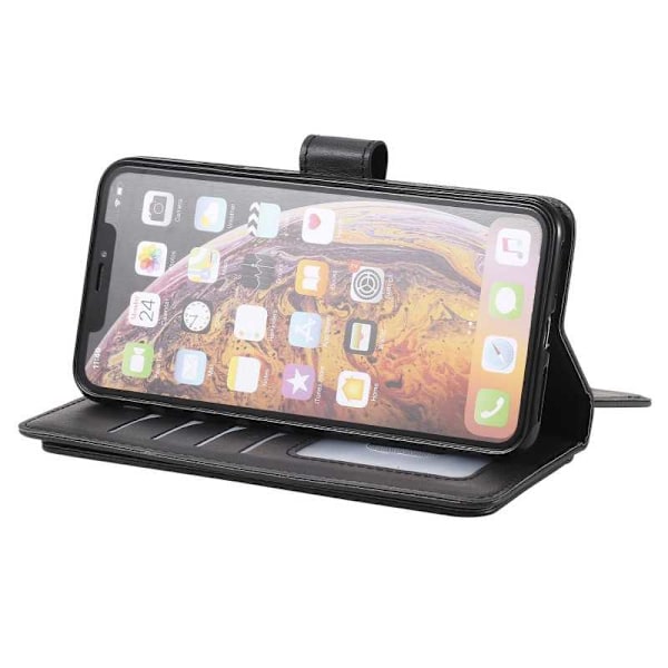 iPhone XS Max Praktisk Plånboksfodral med 11-Fack Array V2 Svart