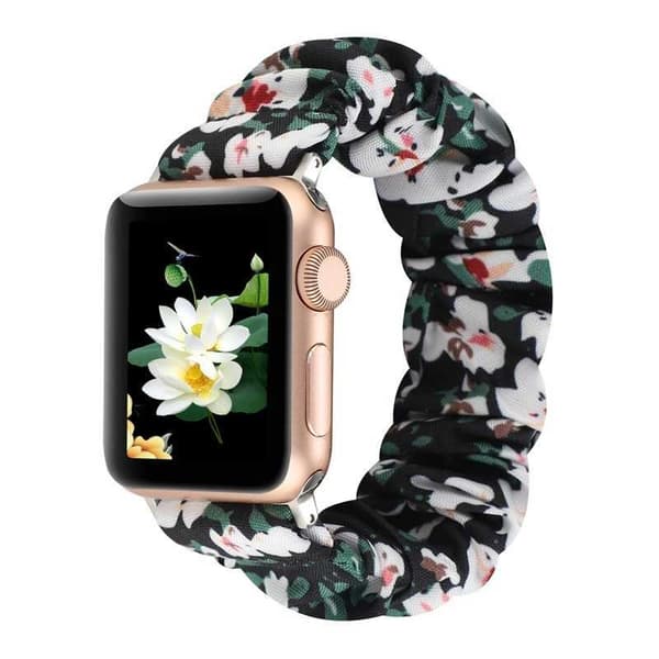 Apple Watch 42/44/45mm Elegant Elastisk Tyg Armband Black Variant 2