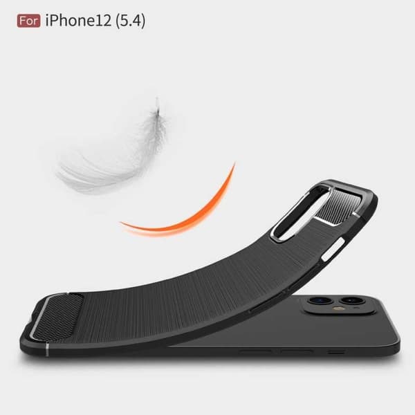 iPhone 12 Mini Iskunkestävä SlimCarbon -kotelo Black