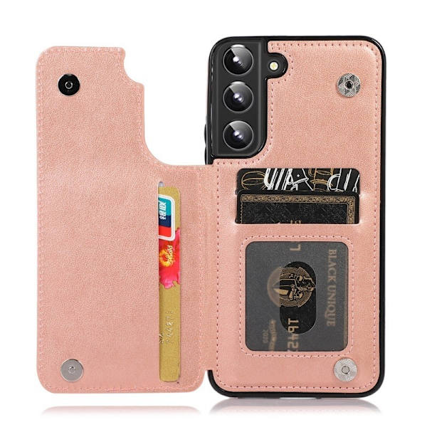 Samsung A15 5G Iskunkestävä Kannen korttiteline 3-POCKET Flippr V2 - Ruusukulta Pink gold