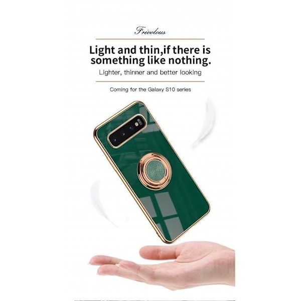 Samsung S10 Plus Elegant & stødsikkert cover med ringholder fejlfri Mörkgrön