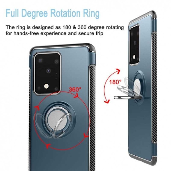 Samsung Galaxy S20 Praktisk stødsikkert cover med ringholder V2 Black
