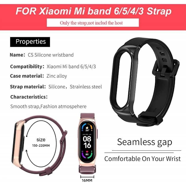 Xiaomi Mi Smart Band 6/5/4/3 Stilren Silicone Rannekoru Walkr Lila