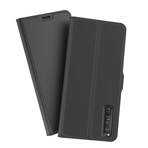 Sony Xperia 5 IV Flip Case Skin Pro V2 korttilokerolla Black