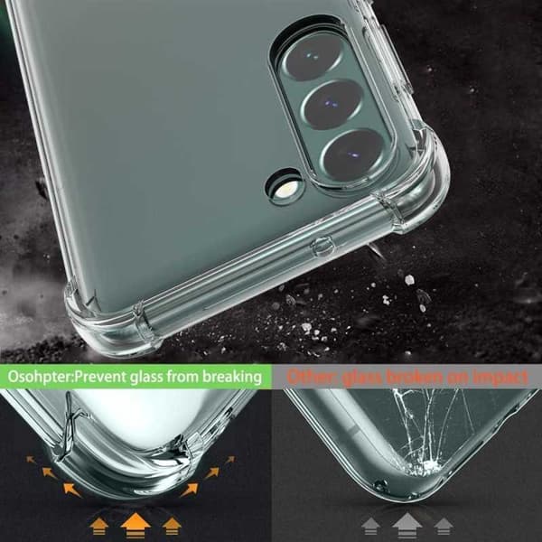 Samsung S23 FE läpinäkyvä iskuja vaimentava kansi