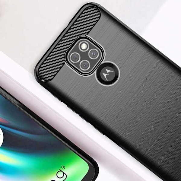 Motorola Moto E7 Plus iskunkestävä SlimCarbon kotelo Black
