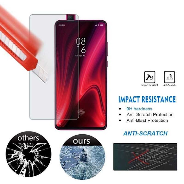 2-PACK Xiaomi Mi 9T Hærdet glas 0,26 mm 2,5D 9H Transparent