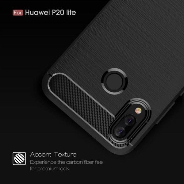 Huawei P20 Lite Støtsikker støtdempertrekk SlimCarbon Black