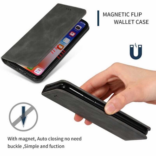 iPhone XS Max Flipfodral Kortfack Mocka Svart