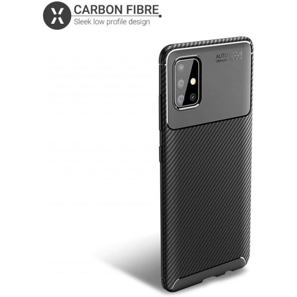 Samsung Galaxy A71 Iskunkestävä FullCarbon V4 -kuori Black