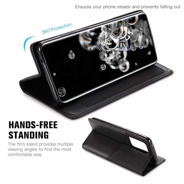 Samsung S20 Ultra Elegant Fodral i PU-Läder med RFID Block Svart