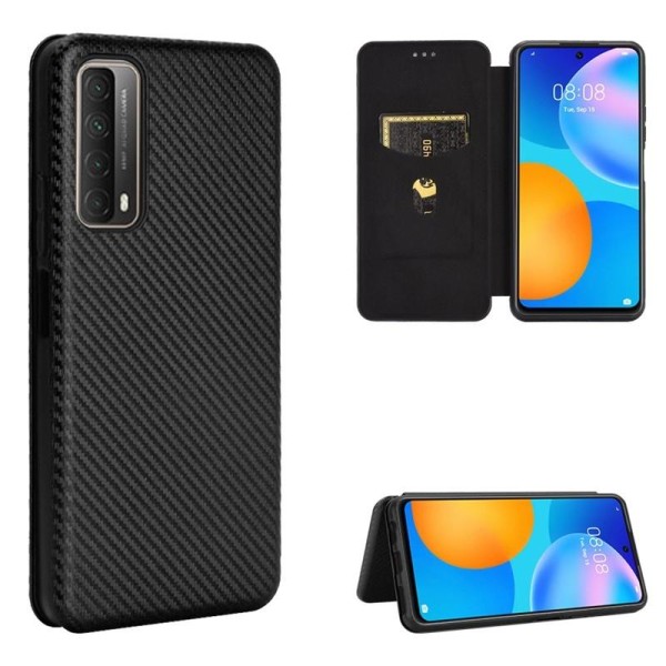 Huawei P Smart 2021 Flip Case -korttipaikka CarbonDreams Black