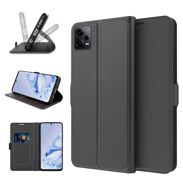 Redmi Note 12 Pro Flip Case Skin Pro V2 med kortrum Black